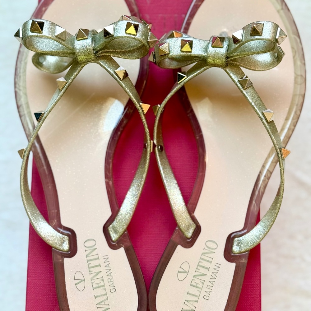 Women’s Valentino rock, stud, jelly flip-flops